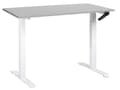 Miniatyrbild 1 av 7: Manuellt justerbart skrivbord Grå bordsskiva Vit stålram 120 x 72 cm Sitt och stå Fyrkantiga fötter Modern design Kontor