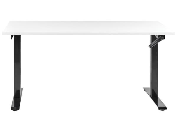 Manuellt justerbart skrivbord Vit bordsskiva Svart stålram 160 x 72 cm Sitt och stå Fyrkantiga fötter Modern design Kontor