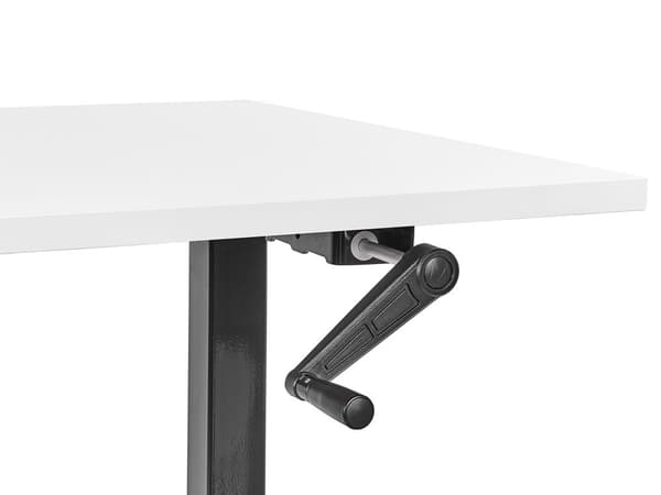 Manuellt justerbart skrivbord Vit bordsskiva Svart stålram 160 x 72 cm Sitt och stå Fyrkantiga fötter Modern design Kontor
