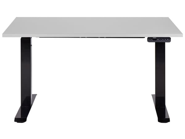 Elektriskt justerbart skrivbord Grå bordsskiva Svart stålram 120 x 72 cm Sitt och stå Fyrkantiga fötter Modern design