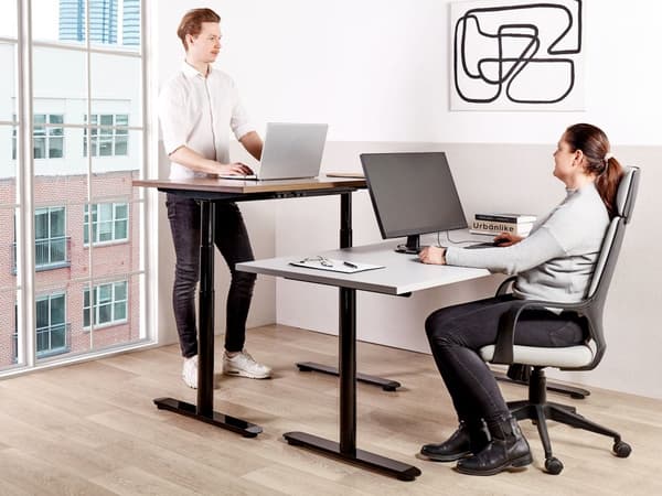 Hæve Sænkebord Elektrisk Sort Grå 120 x 70 cm Ergonomisk Kontorbord El Skrivebord til Hjemmekontor Værelse Moderne Computerbord med Håndsving
