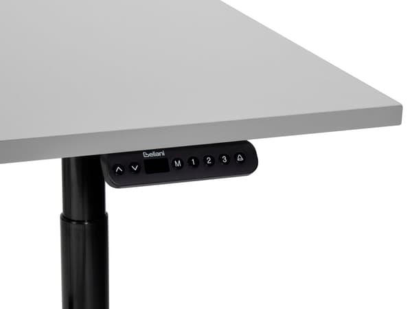 Elektriskt justerbart skrivbord Grå bordsskiva Svart stålram 160 x 72 cm Sitt- och ståbord Runda fötter Modern design