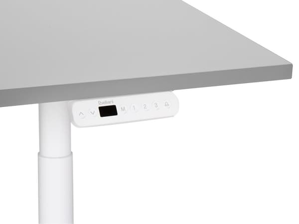 Elektriskt justerbart skrivbord Grå bordsskiva Vit stålram 120 x 72 cm Sitt- och ståbord Runda fötter Modern design