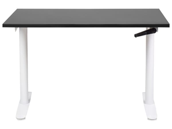 Manuellt justerbart skrivbord Svart bordsskiva Vit stålram 120 x 72 cm Sitt och stå Runda fötter Modern design Kontor