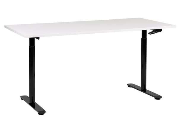 Manuellt justerbart skrivbord Vit bordsskiva Svart stålram 160 x 72 cm Sitt och stå Runda fötter Modern design Kontor