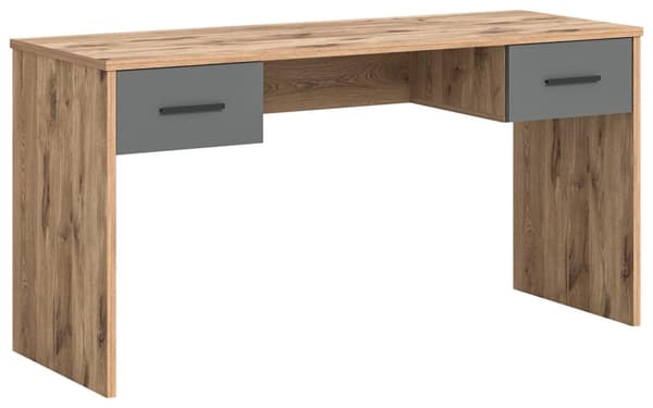 Mason skrivbord 2 lådor grå,ek dekor.