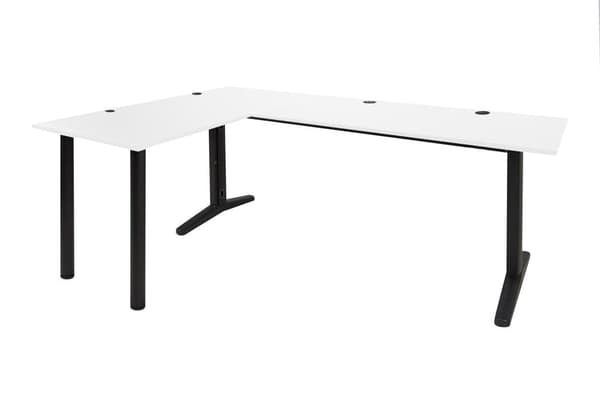 SyberDesk Gaming hjørne skrivebord V2 - 197 x 132 cm - Skrivebord med LED - USB HUB - Kabelstyringssystem i skrivebordsrammen - Gamingbord