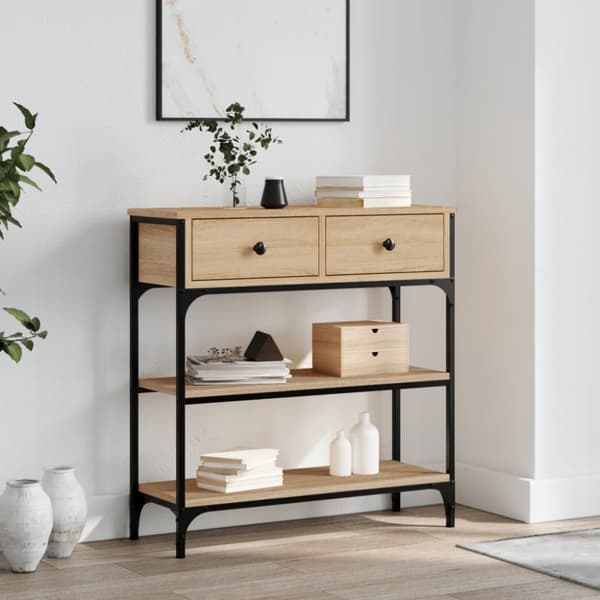 konsolbord 72,5x25x75 cm konstrueret træ sonoma-eg