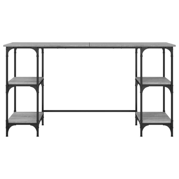 skrivebord 140x50x75 cm metal og konstrueret træ grå sonoma-eg