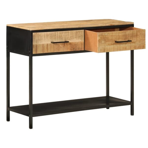 konsolbord 100x35x76 cm massivt mangotræ og jern