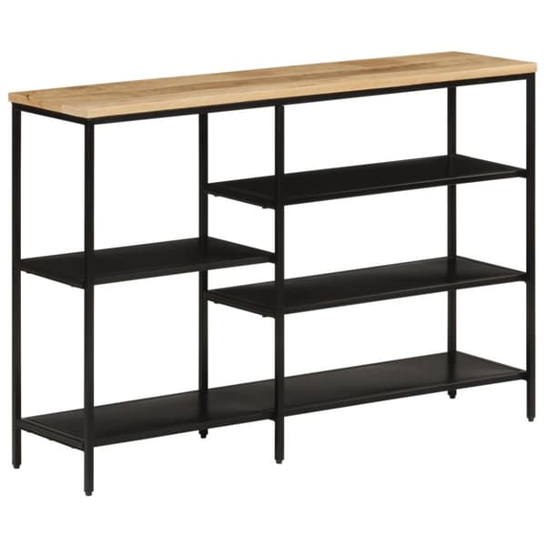 konsolbord 110x30x75 cm massivt ru mangotræ og jern
