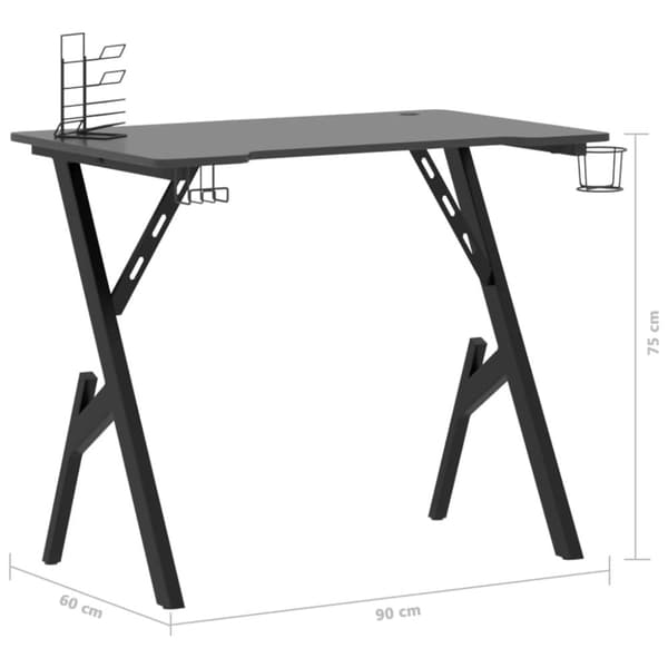 gamerbord 90x60x75 cm Y-formede ben sort