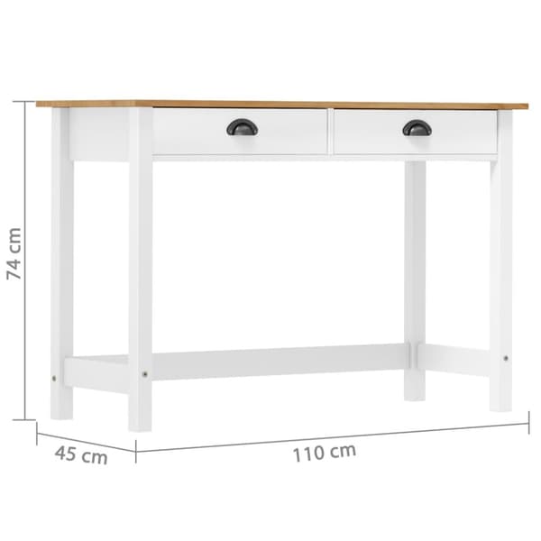 konsolbord Hill med 2 skuffer 110x45x74 cm massivt fyrretræ