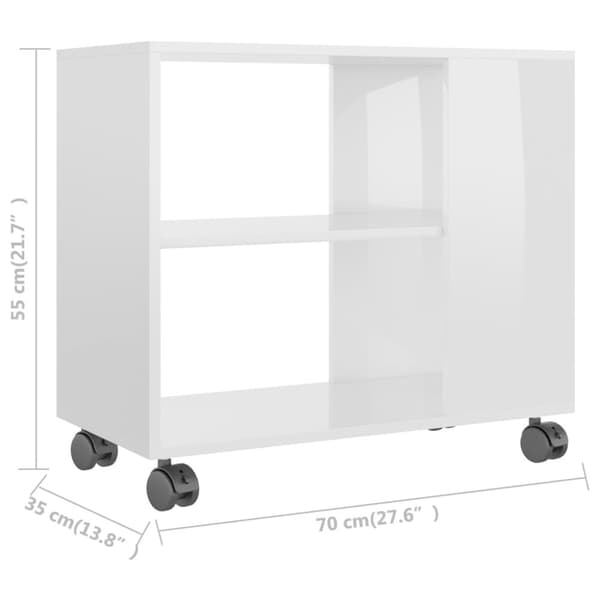 sidebord 70x35x55 cm konstrueret træ hvid højglans