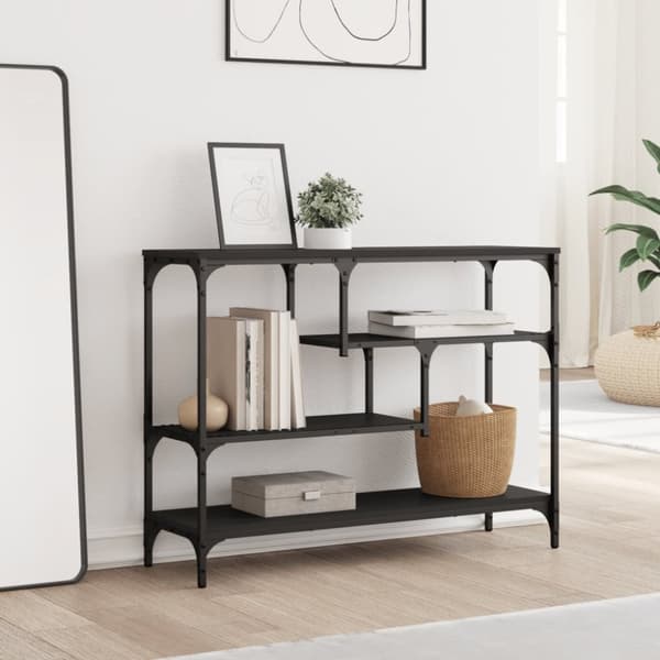 konsolbord 100x30x75 cm konstrueret træ sort