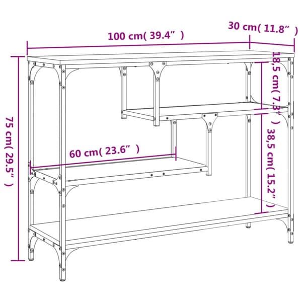 konsolbord 100x30x75 cm konstrueret træ sort