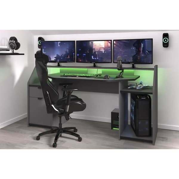 Spelbord för spel - Partikelpaneler - Shadow grå och svart - L 180 x D 67 x H 92 cm - PARISOT