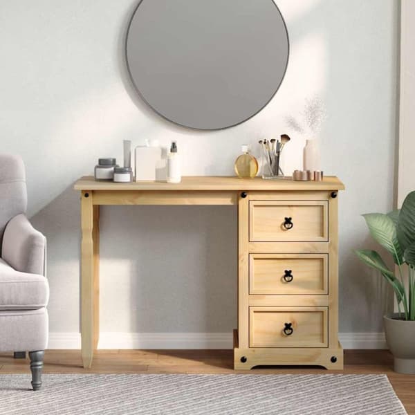 vidaXL Sminkebord Corona 110x47x75 cm heltre furu