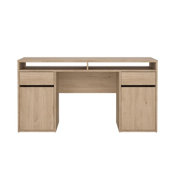 FunctionPlus skrivebord 2 låger 2 skuffer valnød dekor.