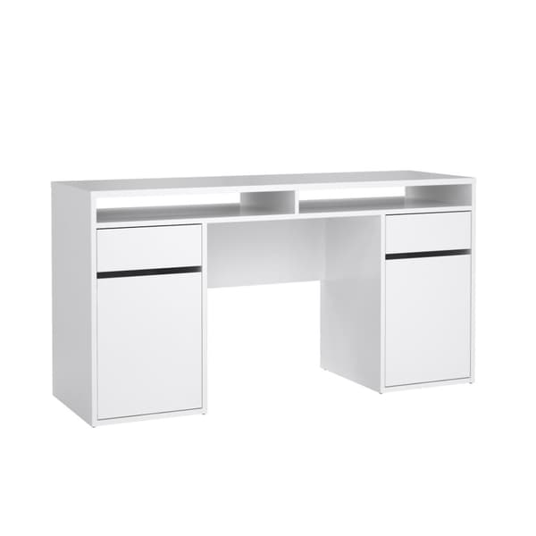 FunctionPlus skrivebord 2 låger 2 skuffer hvid højglans.