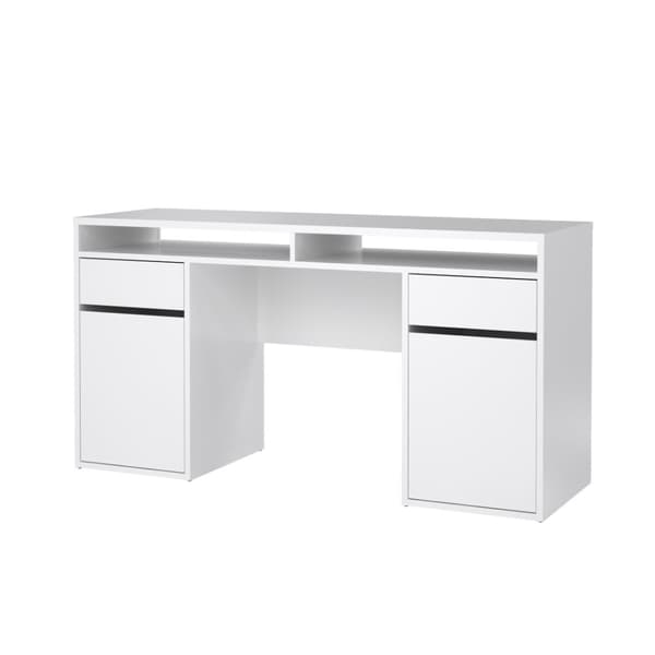 FunctionPlus skrivebord 2 låger 2 skuffer hvid højglans.