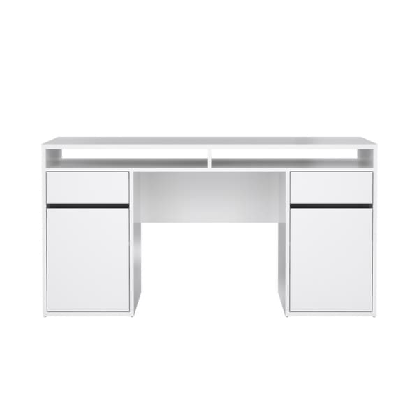 FunctionPlus skrivebord 2 låger 2 skuffer hvid højglans.
