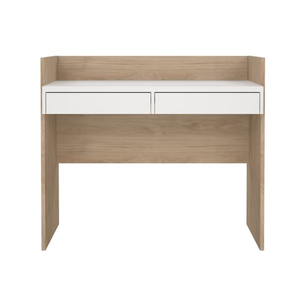 FunctionPlus skrivebord 2 skuffer valnød dekor hvid.