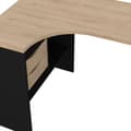 Miniatyrbild 5 av 9: FunctionPlus skrivbord hörna 3 hyllor 2 lådor valnöt dekor svart matt.