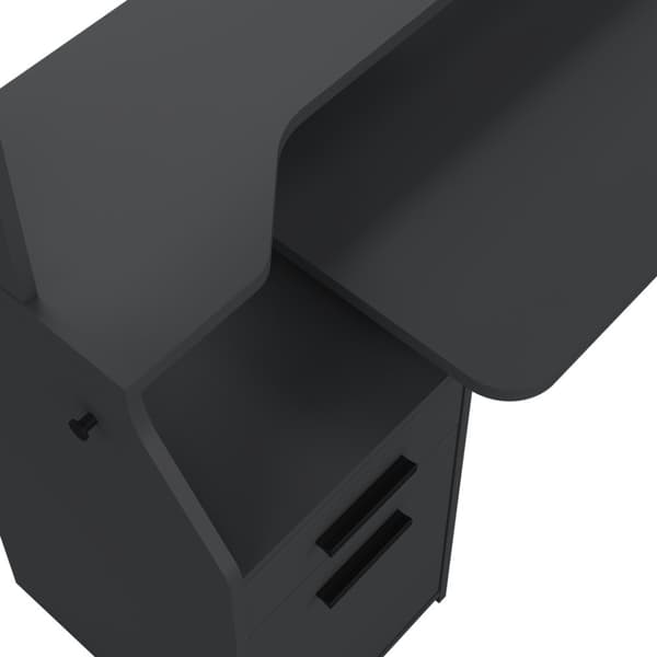 FunctionPlus skrivebord med reol hylder 1 låge 1 skuffe grå mat.
