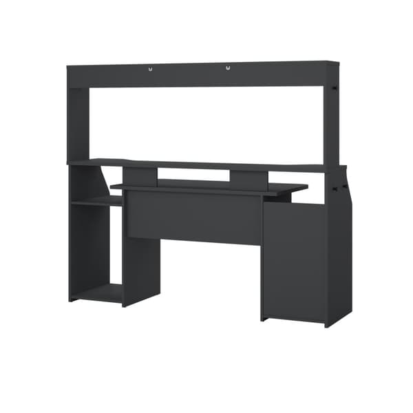 FunctionPlus skrivebord med reol hylder 1 låge 1 skuffe grå mat.