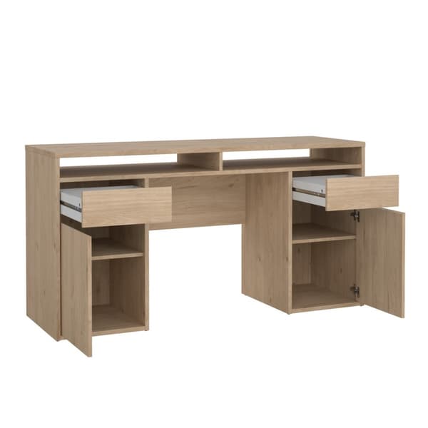 FunctionPlus skrivebord 2 dører 2 skuffer valnøtt dekor.