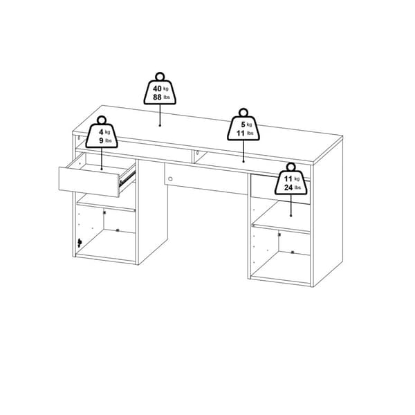 FunctionPlus skrivebord 2 dører 2 skuffer valnøtt dekor.