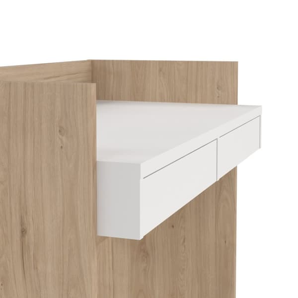 FunctionPlus skrivebord 2 skuffer valnøtt dekor hvit.