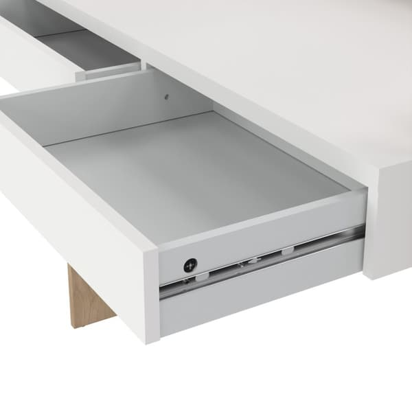 FunctionPlus skrivebord 2 skuffer valnøtt dekor hvit.
