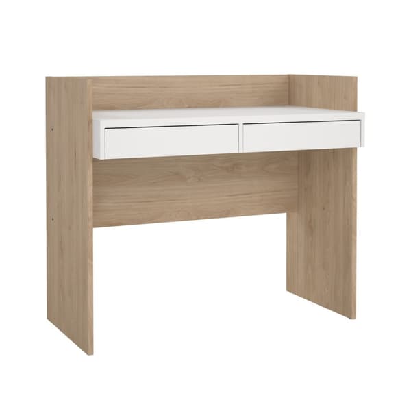 FunctionPlus skrivebord 2 skuffer valnøtt dekor hvit.