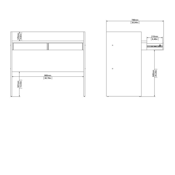 FunctionPlus skrivebord 2 skuffer valnøtt dekor hvit.