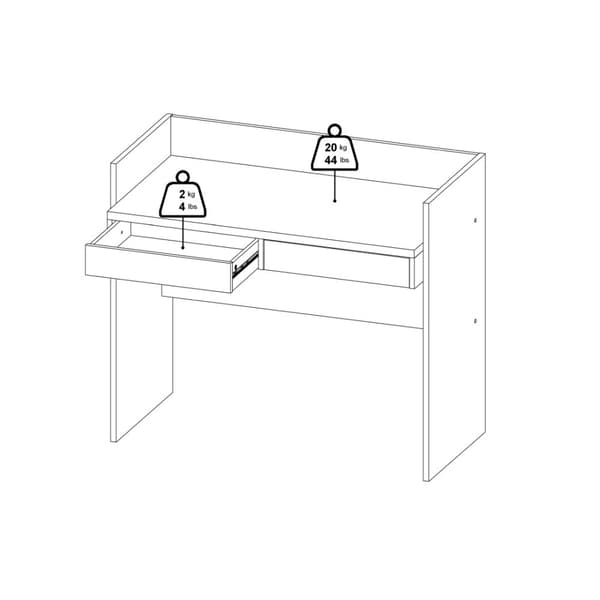 FunctionPlus skrivebord 2 skuffer valnøtt dekor hvit.