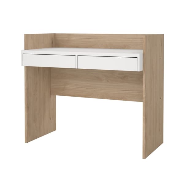 FunctionPlus skrivebord 2 skuffer valnøtt dekor hvit.