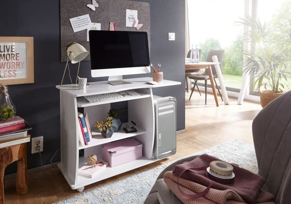 Rootz modernt datorbord med PC-hylla - Tidlös design - Förvaringsmöjligheter - Rundade 3D-hörn - 90 cm x 71 cm x 50 cm