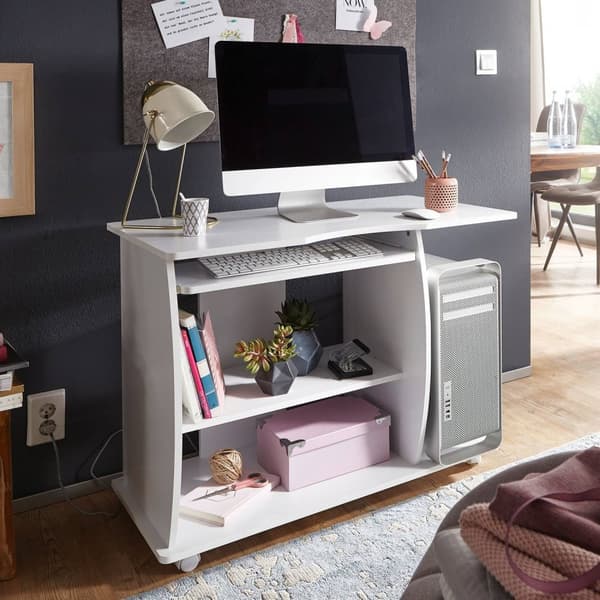 Rootz modernt datorbord med PC-hylla - Tidlös design - Förvaringsmöjligheter - Rundade 3D-hörn - 90 cm x 71 cm x 50 cm