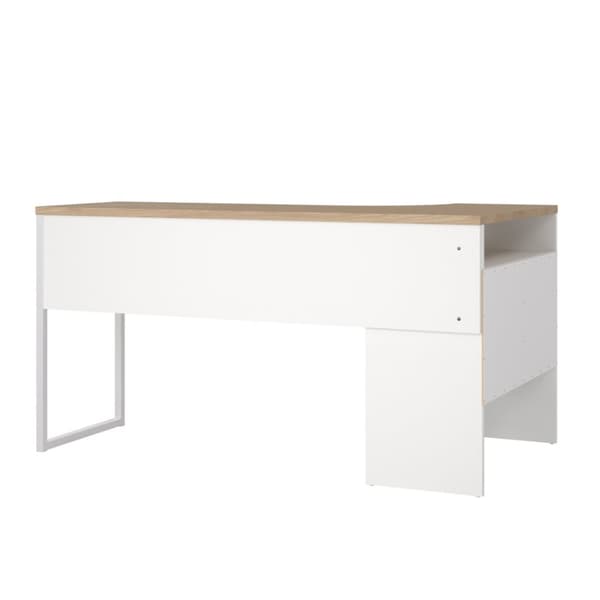 FunctionPlus skrivebord krok 3 hyller 2 skuffer valnøtt dekor hvit.