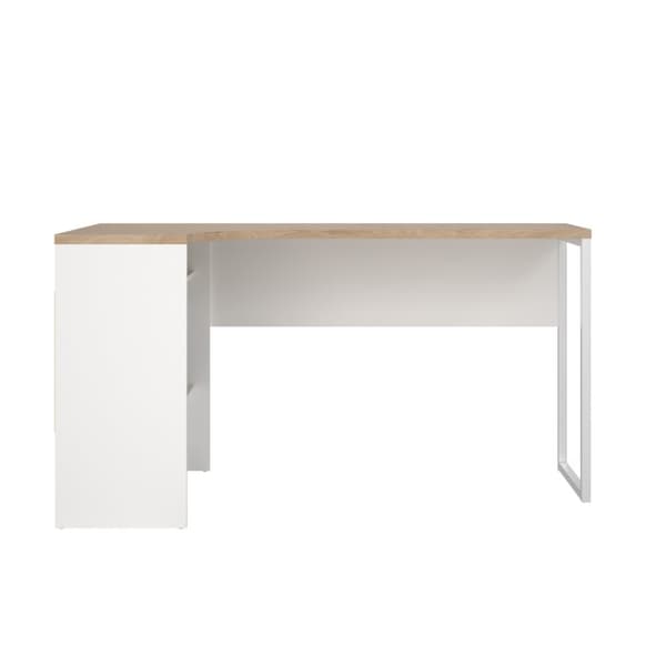 FunctionPlus skrivebord krok 3 hyller 2 skuffer valnøtt dekor hvit.