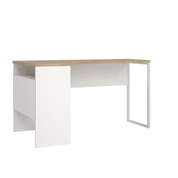 FunctionPlus skrivebord krok 3 hyller 2 skuffer valnøtt dekor hvit.