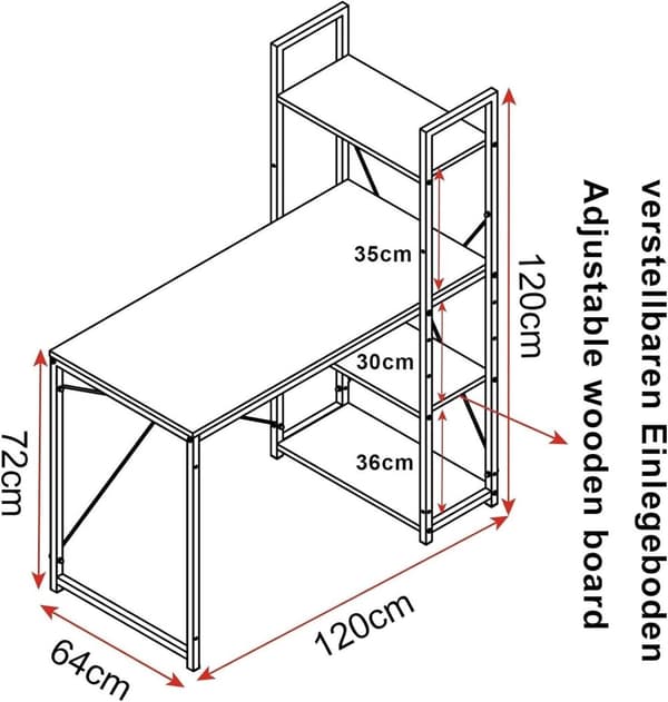 Rootz multifunktionellt skrivbord - Kontorsskrivbord - Spelbord - Mångsidig design - Gott om förvaring - Robust konstruktion - 120 cm x 120 cm x 64 cm