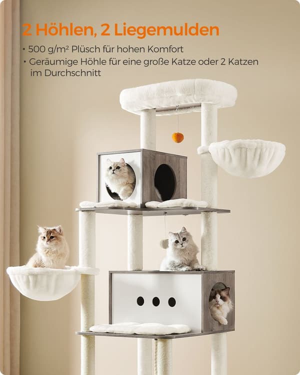Scratching Post - Extra Large - Med 2 huler og 2 Sol -liggestole - Grå