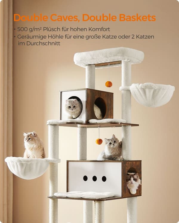 Scratching Post - Med 2 huler og 2 solstole - brune
