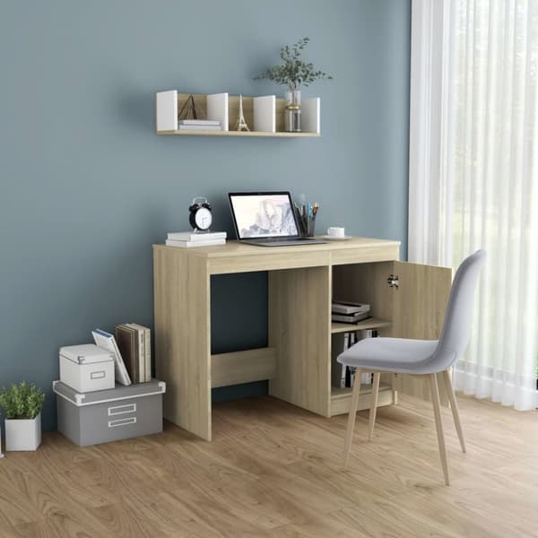 vidaXL Työpöytä Sonoma-tammi 100x50x76 cm tekninen puu - Kirjoituspöydät