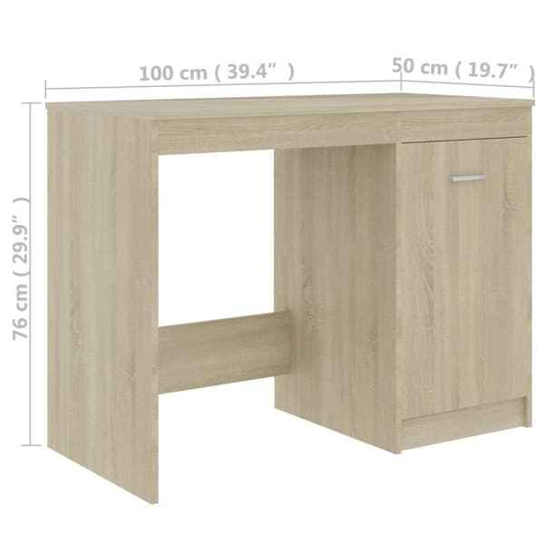 vidaXL Työpöytä Sonoma-tammi 100x50x76 cm tekninen puu - Kirjoituspöydät
