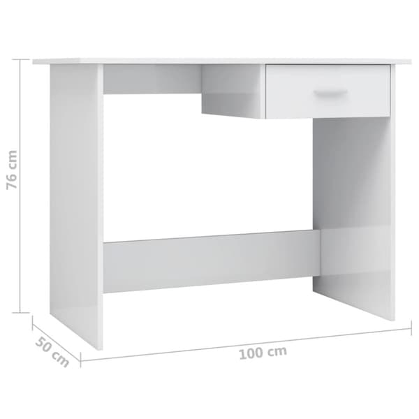 vidaXL Työpöytä korkeakiilto valkoinen 100x50x76 cm tekninen puu -  Kirjoituspöydät