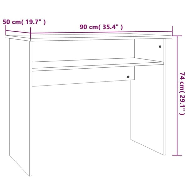vidaXL Työpöytä ruskea tammi 90x50x74 cm tekninen puu -  Kirjoituspöydät